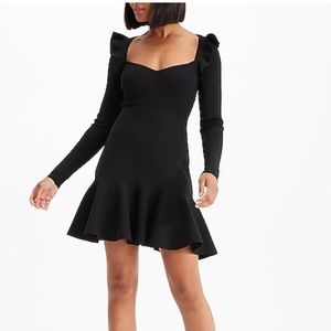 Express Black Ruffle Long Sleeve Dress